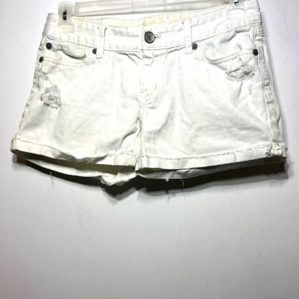 Express Women's White Raw Hem Casual Summer Boho Jean Shorts Sz 6